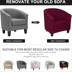 Fåtöljer>Stolskydd Stretch Fatölj Överdrag Enfärgad Tub Chai