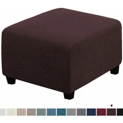 Sittpuffar>Stolsskydd Fyrkantig Elastisk Soffa Överdrag för Vardagsrum Fotpall (Brun)