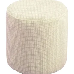 Sittpuffar>Stretch fyrkantig/rund ottomansk pouf-överdrag, mjukt jacquard fotpallsöverdrag för att skydda fotpall, pouf-överdrag med elastisk botten, mjölkvit,:30x30cm | Fyndiq