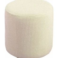 Sittpuffar>Stretch Fyrkantig/Rund Ottoman Pufföverdrag, Mjukt Jacquard Fotpallöverdrag för att Skydda Fotpallen, Pufföverdrag med Elastisk Botten (Färg: Mjölkvit, S | Fyndiq