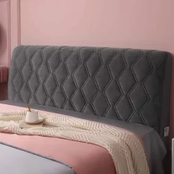 Sängar>Stretch Huvudgavelöverdrag, Slipskydd för Sängrygg, Skyddande Överdrag för Enkelsäng, Tvättsbart (Mörkgrå, Storlek: 150cm)