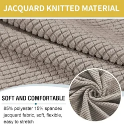 Sittpuffar>Stretch Jacquard Ottoman Överdrag (Grå, Liten), Fotpallsskydd, Möbelskydd, Pallskydd med halkfri elastisk botten
