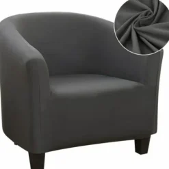 Fåtöljer>Stretch Konvertibelt Fåtöljöverdrag, Lätt att Installera och Tvätta, Chesterfieldöverdrag med Armstöd - Mörkgrå