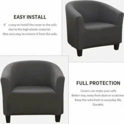 Fåtöljer>Stretch Konvertibelt Fåtöljöverdrag, Lätt att Installera och Tvätta, Chesterfieldöverdrag med Armstöd - Mörkgrå