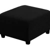 Sittpuffar>Stretch Ottoman Covers Jacquard Ottoman Slipcover Pallskydd Fotstödsskydd, Svart