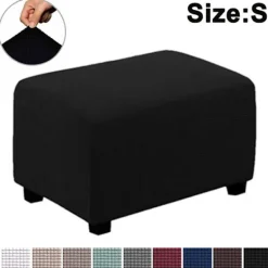 Sittpuffar>Stretch Ottoman-överdrag, mjuk rektangulär överdrag med elastiskt bälte, S blå