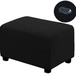 Sittpuffar>Stretch Ottoman-överdrag, mjuk rektangulär överdrag med elastiskt bälte, S blå