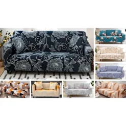 Soffor>Stretch Soffaöverdrag Tryckt Soffaöverdrag Fåtöljöverdrag för Soffor Elastiskt Universal Möbelskydd med Kuddfodral - Stil 19 Large