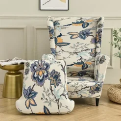 Fåtöljer>Stretchöverdrag för fåtölj med vingar, 1-del, med T-kuddeöverdrag