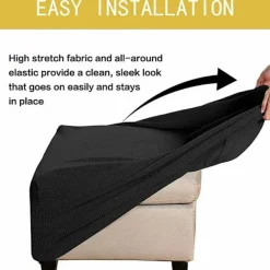 OCEAN Sittpuffar>Stretchöverdrag (Svart), Kvadratiska Spandexöverdrag för S