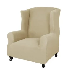 Fåtöljer>Super Stretch Fåtöljöverdrag med Vingar 1-Del Mjuk Spandex Jacquard Fåtöljöverdrag Vardagsrum Överdrag för Fåtöljer med Vingar med Skumstavar