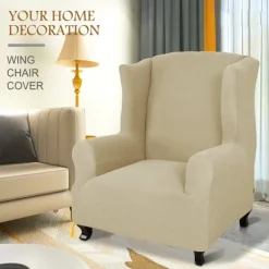 Fåtöljer>Super Stretch Fåtöljöverdrag med Vingar 1-Del Mjuk Spandex Jacquard Fåtöljöverdrag Vardagsrum Överdrag för Fåtöljer med Vingar med Skumstavar