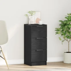 vidaXL Byråer>Svart ek skåp med låda Svart ek 30 x 30 x 70 cm Konstruerat trä