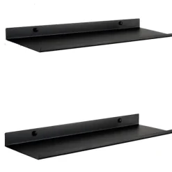 DAO Hyllor>Svart metall vägghylla | Set med 2 flytande hyllor 40 cm [Db]