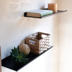 DAO Hyllor>Svart metall vägghylla | Set med 2 flytande hyllor 40 cm [Db]