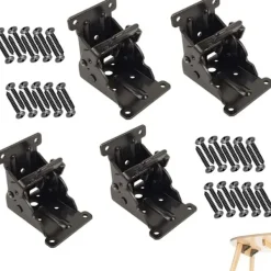 Balkongmöbler>Svart nickel 90 graders självlåsande fällbar gångjärnsgångjärn fällbara tillbehör fällbart lås förlängningsbenstillbehör