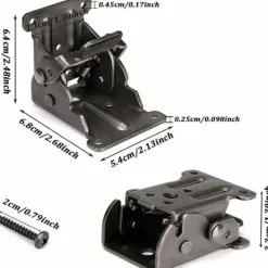 Balkongmöbler>Svart nickel 90 graders självlåsande fällbar gångjärnsgångjärn fällbara tillbehör fällbart lås förlängningsbenstillbehör