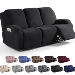 Soffor>Svart, recliner-sofföverdrag, 3-sits soffa recliner-överdrag, mörkgrå