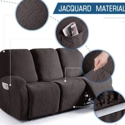 Soffor>Svart, recliner-sofföverdrag, 3-sits soffa recliner-överdrag, mörkgrå