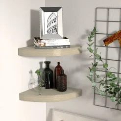vidaXL Hyllor>Svävande hörnhyllor 2 st ek 25x25x3,8 cm MDF