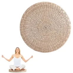 Sittpuffar>Tatami-kudde Rund Stoppad Pall Mjuk Yoga Halmmatta Ekologisk Golvkudde Sitta Stickad Trädgård Matsal Rum Utomhus Heminredning 40cm—yux