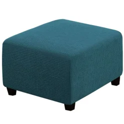 Sittpuffar>Teal Blå-Stor Fotpall Överdrag Stretch Ottoman Överdrag Plysch, Thi