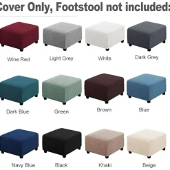 Sittpuffar>Teal Blå-Stor Fotpall Överdrag Stretch Ottoman Överdrag Plysch, Thi