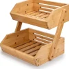 Hyllor>2-Tier Bamboo Fruit Basket Bread Basket Vegetable Storage Snack Stand for Kitchen and Office