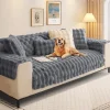 Soffor>Tjock Kanin Plysch Soffaöverdrag 3-sits, 2024 Ny Universal Halksäker Hörnsoffaöverdrag L-formad (Grå, 70 * 150cm Sittdyna)