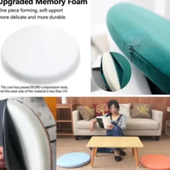 Sittpuffar>Tjock rund stolsdyna, avtagbar trädgårdsstolsdyna, minnesskum inomhus utomhus stolsdyna, 30 cm blågrön, A-FA6-