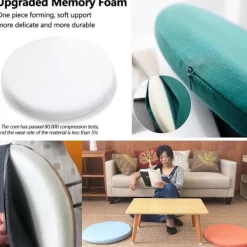 Sittpuffar>Tjock rund stolsdyna, avtagbar trädgårdsstolsdyna, minnesskum inomhus utomhus stolsdyna, 30 cm blågrön, A-FA6-