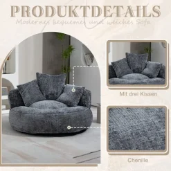 Sittpuffar>Tålig, hög rygg lat fåtölj puff med tre kuddar, perfekt för vuxna och barn