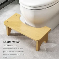 Pallar>Toalettpall i bambu, halva höjden, halkfri, för äldre, potta, hukställning 1 Pc