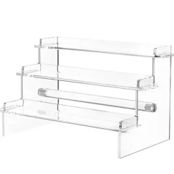 Hyllor>Transparent akryl trelagers parfymförvaringsställ, handgjord dockskåps smyckes cupcake displayställ 15,3 * 19,3 * 24cm