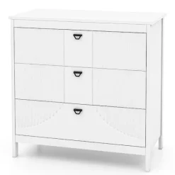 Northio Byråer>Träbyrå med 3 lådor och metallhandtag, modernt skänkslådskåp