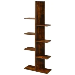 Northix Hyllor>Trädformad bokhylla med 8 hyllor, fristående hylla, kontorshylla, 50 x 20 x 141 cm, brun