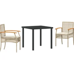 vidaXL Balkongmöbler>Trädgårdsmöbelset 3 pcs Beige konstrotting
