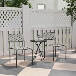 Northio Balkongmöbler>Trädgårdsmöbelset i polyrattan, utelounge balkongmöbler för 2 personer, 3-delad sittgrupp med 2 stapelbara stolar, bord, väderbeständig trädgårdsloung | Fyndiq