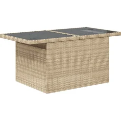 vidaXL Soffbord>Trädgårdsoffset med kudde med lagring 7 pcs Beige Poly rattan