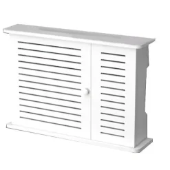 Skåp>Trådlös WiFi Router Boxar Trälåda Kabel Plus Tråd Fäste Väggmonterad Uttagshylla - Enkel (Vit)