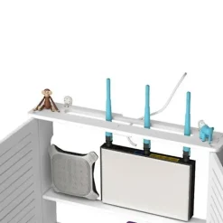 Skåp>Trådlös WiFi Router Boxar Trälåda Kabel Plus Tråd Fäste Väggmonterad Uttagshylla - Enkel (Vit)