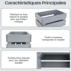 CREATIVE DECO Kistor & Koffertar>Trälåda - - - Vintage - 40 x 30 x 15 cm