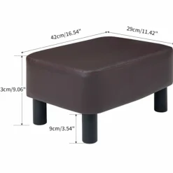 Sittpuffar>Träpall rektangulär, pall, fotstöd, puff, fotpall med träfötter, vadderad sits i PU, vattentät och lätt att rengöra, brun