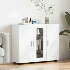 vidaXL Skåp>Träskåp med lagring Vit 88,5 x 30,5 x 73 cm Konstruerat trä