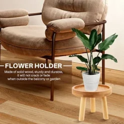 Pallar>Trästativ för blomkrukor, hög pall, balkong, suckulent, rund blomhylla för inomhus och utomhus