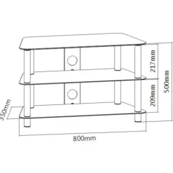 ohmega Tv-Bänkar>Tv Glasbänk Svart 3 Hyllor