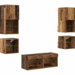 vidaXL Tv-Bänkar>TV Vägg Enheter 8 pcs Gammalt trä Konstruerat trä