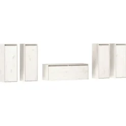 vidaXL Tv-Bänkar>Tv-bänk 5 delar vit massiv furu