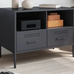 vidaXL Tv-Bänkar>Tv-bänk antracit 68x39x50,5 cm stål