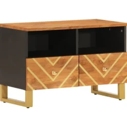 vidaXL Tv-Bänkar>Tv-bänk brun och svart 105x33,5x46 cm massivt mangoträ